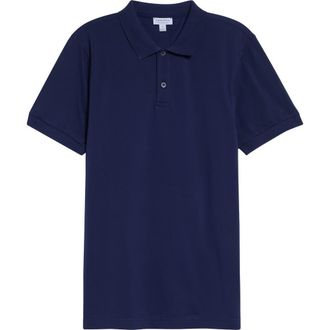 Sunspel Cotton Piqu&eacute; Polo in Ink Blue at Nordstrom, Size Xx-Large