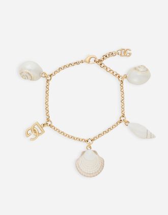 Dolce & Gabbana Bracelet With Dg Logo And Shell Charms - Woman Bijoux Gold Metal Onesize