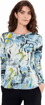 Elliott Lauren Long Sleeve Crew Neck Printed Top In Collage