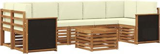 vidaXL Conjunto De Sof&aacute;s De Exterior 8 Uds. Natural Y Crema Vidaxl