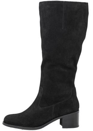 Sheego Weitschaftstiefel SHEEGO, Damen, Gr. 38, XXL-Schaft, schwarz, Leder, Veloursleder, Schuhe Weitschaftstiefel