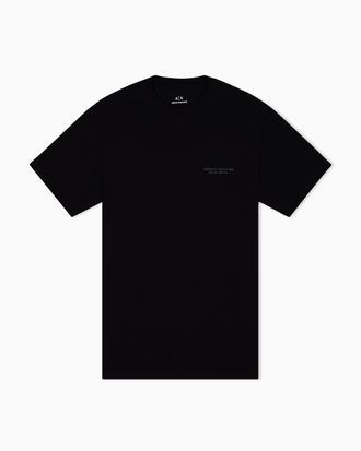 A|X Armani Exchange Mens Short Sleeve Side Milano-New York Logo Lettering T-Shirt, Black, M