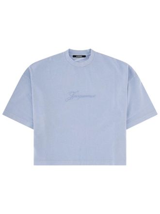 Jacquemus Blue Cropped Boxy Crewneck T-Shirt