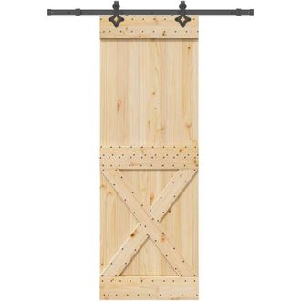 vidaXL Puerta Corredera Con Herrajes Madera Maciza De Pino 80x210 Cm Vidaxl