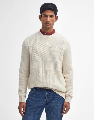 Barbour Mens Barbour Casey Crew Neck Cable Knitted Jumper - Whisper White - Size: 38