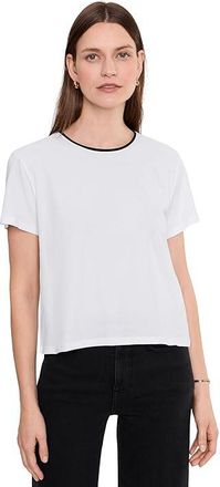 Lilla P Contrast Roll Relaxed Crew Womens Clothing White : MD, Cotton