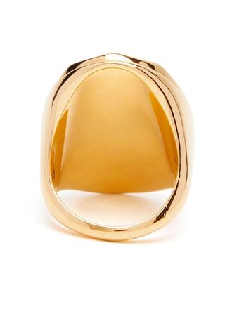 Alexander McQueen Faceted Stone Logo Ring - Gold