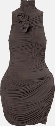 Magda Butrym Miniabito con ruches e applicazioni floreali