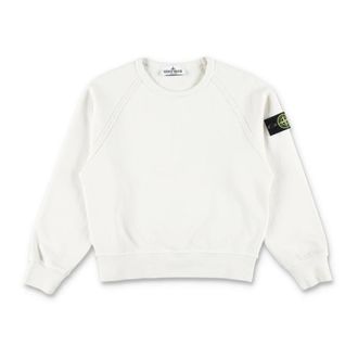 Stone Island Fleece Basica Nuova Con Completo - male - Stone Island - Kids Sweatshirts - White - 10 Y - Kids