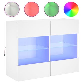vidaXL Vidaxl - Mueble De Tv De Pared Con Luces Led Blanco 78,5x30x60,5 Cm