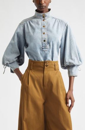 Zimmermann Kindred Spirit Denim Pullover Top in Sea Foam at Nordstrom, Size 0P