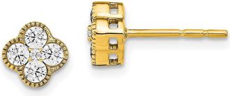 Diamond2Deal 14k Gold 1/2 ct Lab Grown Diamond Bloom Floral Stud Earrings VS Clarity, D-E Color