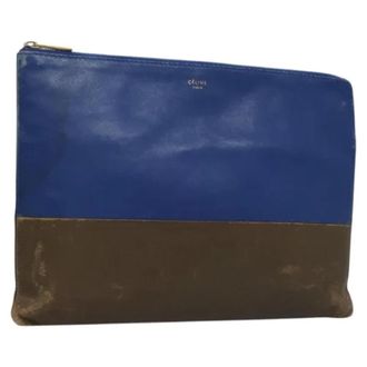 Celine Pre-owned Leather pouches - Dames - Pre-owned - Blauw - Maat: ONE Size Leer