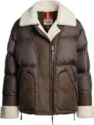 Parajumpers Piumino con bordo in shearling - Marrone