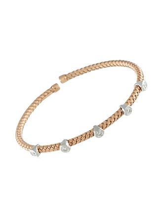 Luxury Bazaar 14K rose and white gold diamond woven bangle - Roze