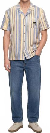 Stan Ray Tour Button Down Shirt In Blue/ Yellow Stripe