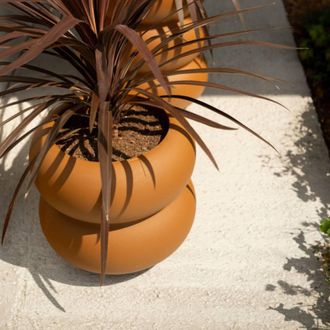 Charles Bentley Elho Amber Roll Low 43 Brown Plant Pot Indoor & Outdoor