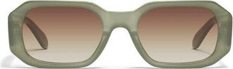 Quay Hyped Up 53mm Gradient Square Sunglasses in Jade/Brown at Nordstrom