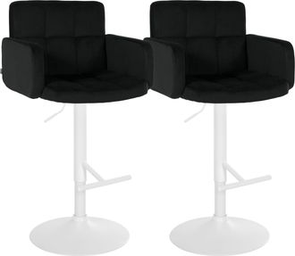 Clp Juego De 2 Taburetes De Bar Los Angeles Terciopelo Negro Blanco