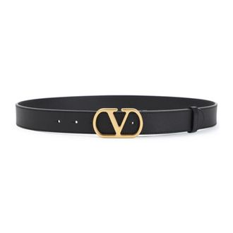 Valentino Garavani Accessoires, Dames, Zwart, 85 CM, Leer, VLogo 30 Riem