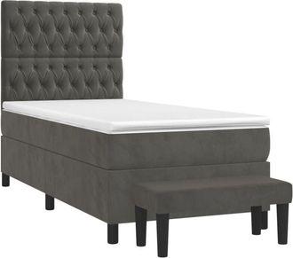 vidaXL Vidaxl - Cama Box Spring Con Colch&oacute;n Terciopelo Gris Oscuro 80x200 Cm