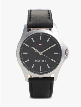 Tommy Hilfiger Mens 43MM Leather Strap Sport Watch - Black