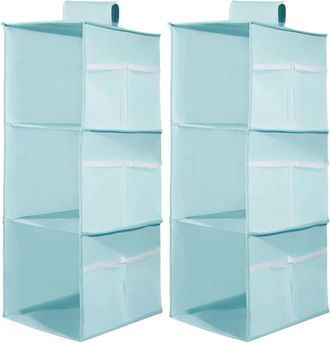 OEM Etagere Penderie - Tissu Non Tisse - 3 Compartiments - Poches Laterales - Suspension - Bleu - 2 Unidades