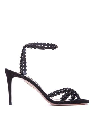 Aquazzura Tequila Black Suede Sandals