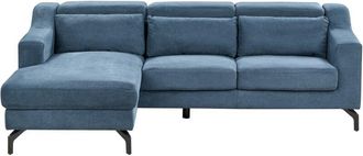 Beliani Beliani - Divano Angolare Sinistro in tessuto di ciniglia Blu Navy con Poggiatesta Regolabile Glosli