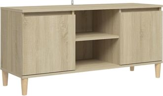 vidaXL Vidaxl - Mueble De Tv Patas Madera Maciza Roble Sonoma 103,5x35x50 Cm