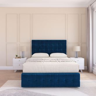 Sloomy Berlin Divan Bed Set With No drawers & Matching Footboard - Plush Velvet in Navy | Size: Small Double