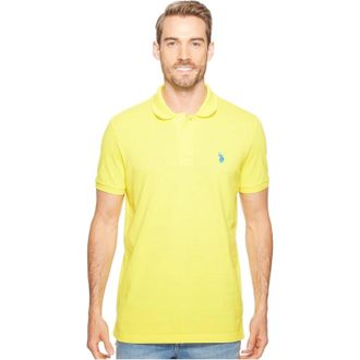 U.S.Polo Association U. S. Polo Assn. Polo Shirt Mens Scoring Yellow Pique Short Sleeve Golf JAX2109