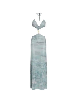 Amir Slama x Jade Picon maxi-jurk met print en uitgesneden details - Blauw