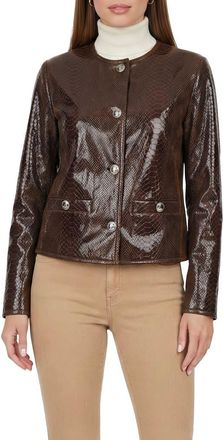 Gorski Genuine Metis Suede Pythn Printed Jacket in Dark Brown at Nordstrom, Size X-Small