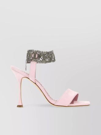 Manolo Blahnik suede leather jewel-embellished sandals