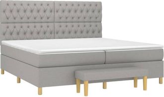 vidaXL Vidaxl - Cama Box Spring Con Colch&oacute;n Tela Gris Claro 200x200 Cm