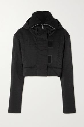 Givenchy Giacca Cropped Imbottita In Shell Jacquard E Finiture In Misto Lana Con Cappuccio - Nero