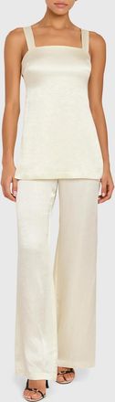 Amanda Uprichard Mariko Side Slit Textured Satin Top In Ivory