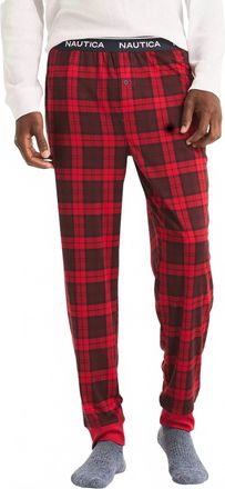 Nautica Classic-Fit Stretch Solid Sleep Joggers In Red