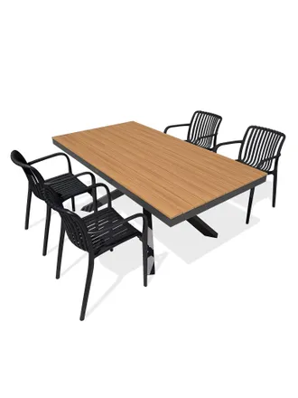 DCB Garden Lamu - Conjunto De Comedor De Jard&iacute;n De Aluminio Para 4 Personas - Antracita - Dcb Garden