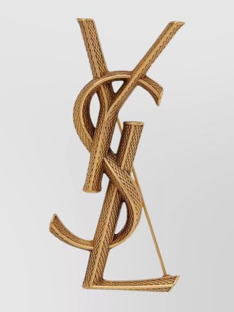 Saint Laurent snake texture gold-tone brooches