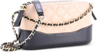 Chanel Gabrielle Double Zip with Chain Quilted Aged Calfskin clutch bag - Beige