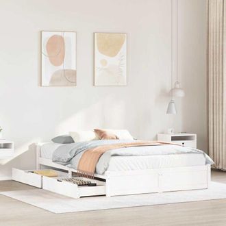 vidaXL Vidaxl - Estructura De Cama Sin Colch&oacute;n Madera De Pino Blanca 140x200 Cm