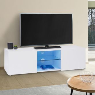 IDMarket Idmarket - Eli Estanter&iacute;a De Cristal Blanco Con Led 113 Cm