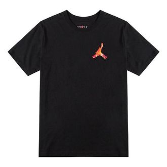 Nike Mens Jordan Printing Logo Solid Color Round Neck Short Sleeve Black T-Shirt DH8967-010