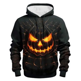 Generic Cocila Halloween Mens Graphic Hoodie Pumpkin Prints Daily Classic Casual Pullover Holiday Going Out Hoodies Thick (Navy, Xl) Costumes Scary Funny Gift