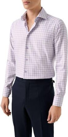 Eton Contemporary Fit Gingham Check Cotton Dobby Dress Shirt in Light Purple at Nordstrom Rack, Size 18