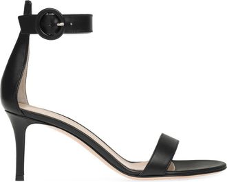 Gianvito Rossi Portofino 70 Sandal in Black Leather at Nordstrom, Size 41.5