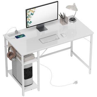 HOMCOM 120 x 60 cm Home Office Desk Reversible Study Table for Bedroom White | TJ Hughes