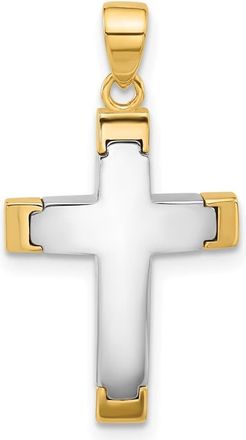 Diamond2Deal 14k Two-tone Gold Polished Cross Pendant